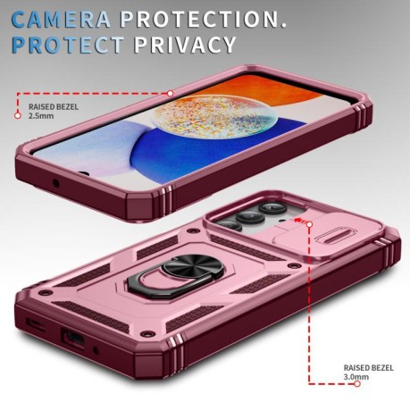Противоударный чехол Sliding Camshield для Samsung Galaxy A26 5G / A17 5G - розово-красный