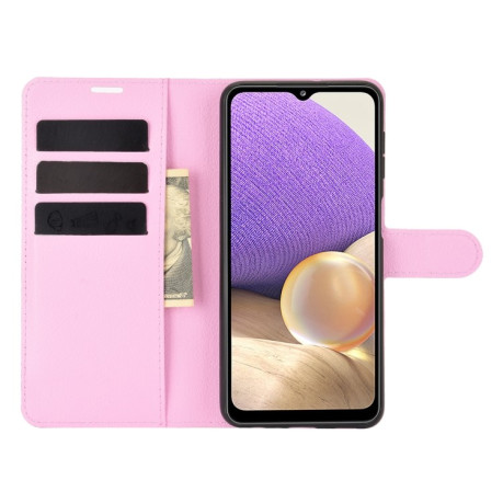 Чехол-книжка Litchi Texture на Samsung Galaxy A32 5G- розовый