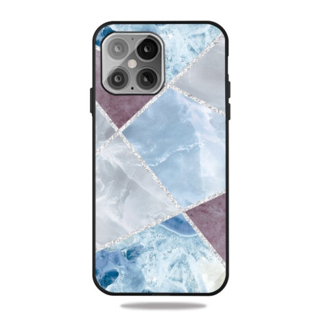 Противоударный чехол Frosted Fashion Marble для iPhone 13 Pro - Light Blue Square