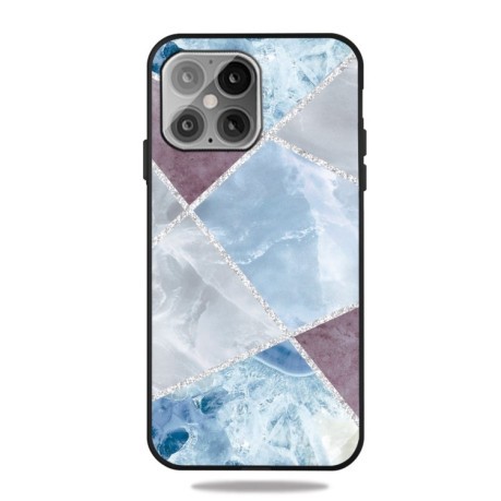 Противоударный чехол Frosted Fashion Marble для iPhone 13 mini - Light Blue Square