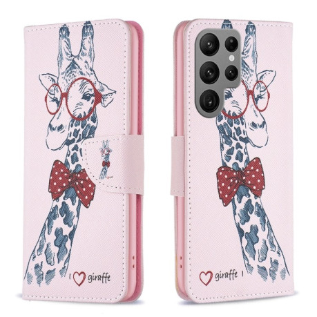 Чехол-книжка Colored Drawing Pattern для Samsung Galaxy S25 Ultra 5G - Giraffe