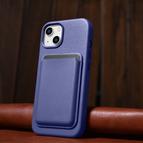 Кожаный чехол iCarer Genuine Leather (MagSafe) для iPhone 14 Plus - фиолетовый