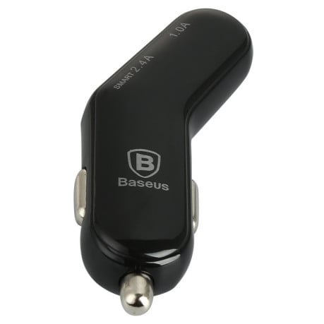 Автомобильная Зарядка Baseus Smart-thin Series Dual USB Black 5V 1 A, 5V 2.4 A для iPhone / iPad / Samsung
