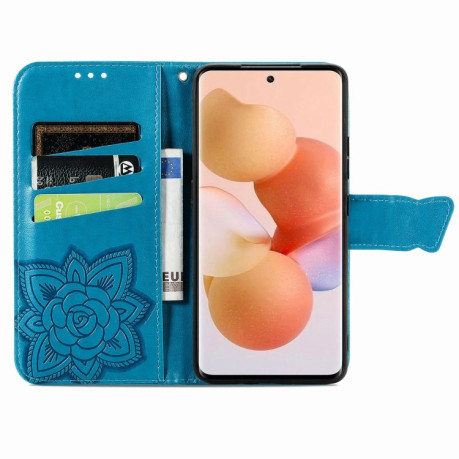 Чехол-книжка Butterfly Love Flower Embossed на Xiaomi 12T / 12T Pro / Redmi K50 - синий