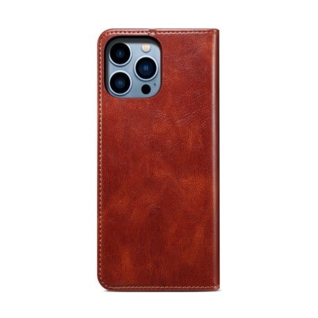 Чехол-книжка Simple Wax Crazy Horse для iPhone 16 Pro Max - коричневый
