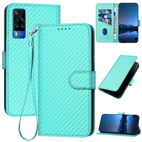 Чехол-книжка Carbon Fiber Texture на Vivo Y51/Y31 4G/Y53s 4G/Y51a YX0070 - голубой