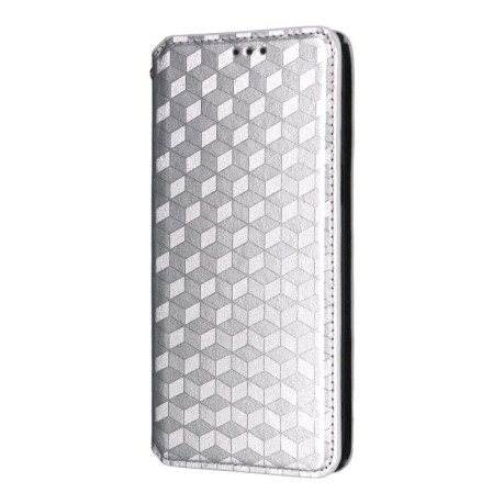 Чохол-книжка Cubic Grid з фактурою Calf для Realme Note 70T 4G / 70 4G — сріблястий
