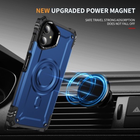Противоударный чехол MagSafe Lens Holder PC Hybrid TPU для Samsung Galaxy A06 - синий