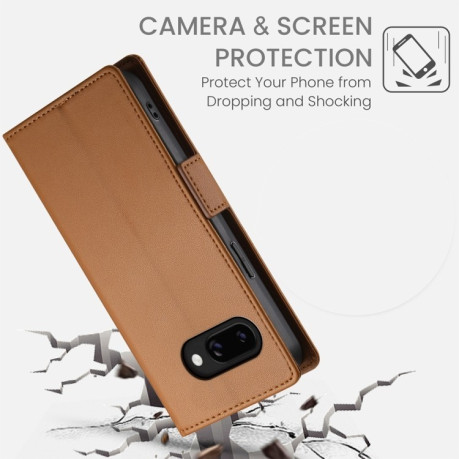 Чохол-книжка Side Buckle Magnetic Frosted Leather для Google Pixel 9a - коричневий