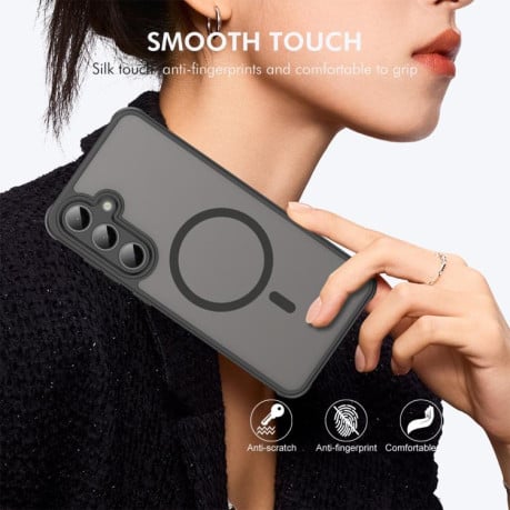 Чохол ENKAY Hat-Prince з MagSafe матовий+скло на Samsung Galaxy S25 FE 5G - фіолетовий