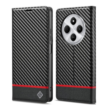 Чехол-книжка LCIMEEKE Carbon Fiber для Xiaomi Redmi 14C 4G/Poco C75/Redmi A4 5G - Black