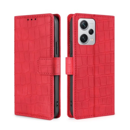Чехол-книжка Skin Feel Crocodile Texture для Xiaomi Redmi Note 12 Pro+ - красный