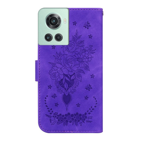 Чехол-книжка Butterfly Rose Embossed для OnePlus 10R / Ace - фиолетовый
