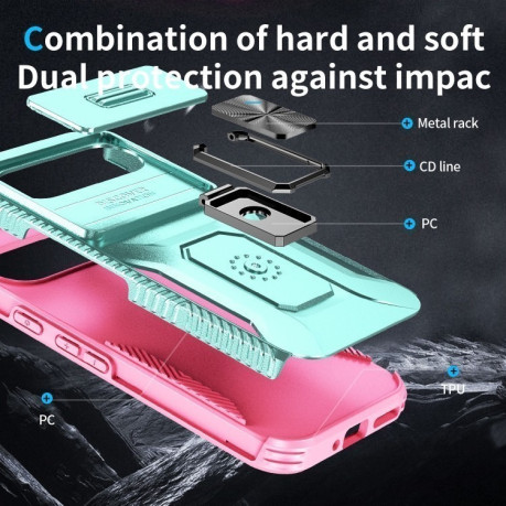 Протиударний чохол Sliding Camshield для Google Pixel 9 Pro XL - Grey Green + Pink