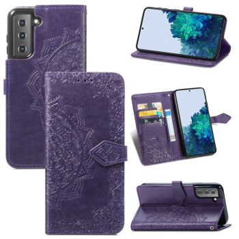 Чехол-книжка Mandala Embossing Pattern на Samsung Galaxy S22 Plus 5G - фиолетовый