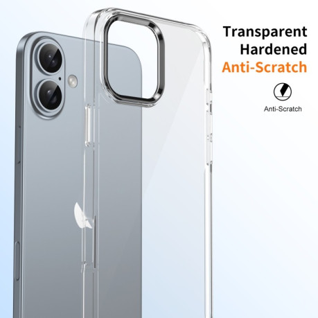 Противоударный чехол Ice Feel HD Transparent PC Full Coverage для iPhone 16 Plus - черный