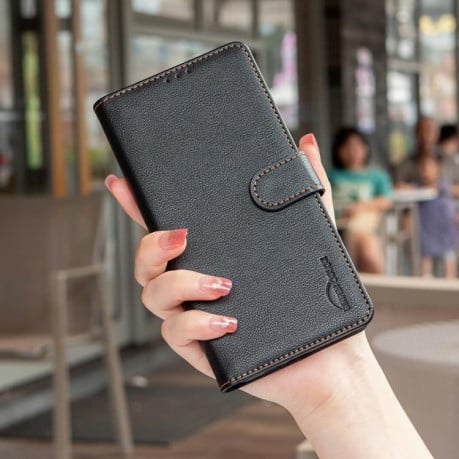 Чехол-книжка Litchi Texture RFID Anti-theft Leather для Xiaomi Poco F7 5G - черный