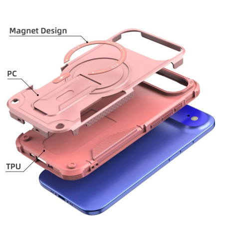Противоударный чехол Armor Magsafe Holder PC Hybrid TPU для iPhone Air - розовый