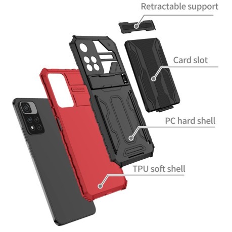 Противоударный чехол Armor Card для Xiaomi Redmi Note 12 Pro 4G/11 Pro Global(4G/5G)/11E Pro - красный