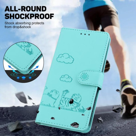 Чохол-книжка Cute Cats RFID Leather для Xiaomi Redmi Note 14 4G 164.84mm - зелений