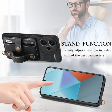 Протиударний чохол Wristband Leather Back для Xiaomi Redmi Note 13 Pro+ - чорний