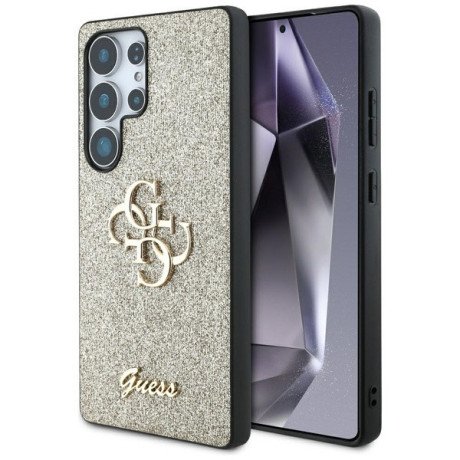 Оригинальный чехол Guess Fixed Glitter Big 4G Metal Logo для Samsung Galaxy S25 Ultra - Gold