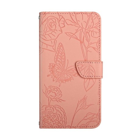 Чехол-книжка Butterfly Peony Embossed для OnePlus 12 5G - розовый