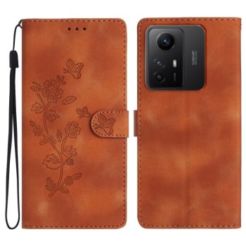 Чохол-книжка Flower Butterfly Embossing для Xiaomi Redmi Note 12S - коричневий