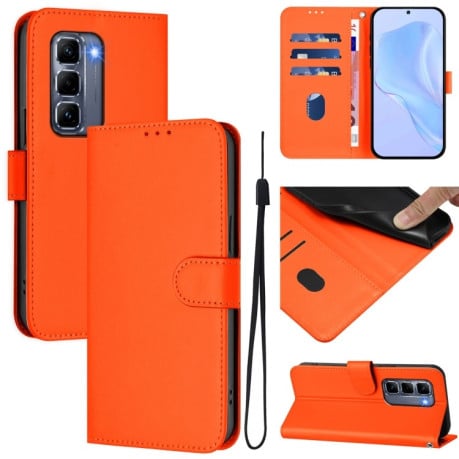 Чехол-книжка Skin Feel Solid Color Leather для Infinix Hot 50 Pro+ - оранжевый