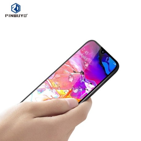Защитное стекло PINWUYO 9H 3D Full Glue на Samsung Galaxy A70-черное