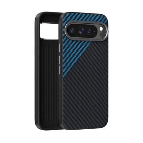 Карбоновий чохол ABEEL C Carbon Fiber Series фактура 6D Micro Relief з MagSafe на Google Pixel 10 Pro XL - чорно-синій