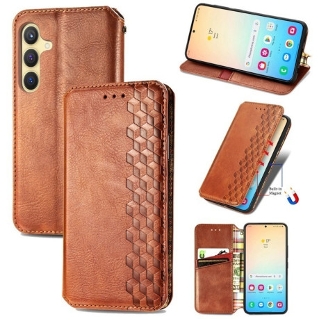 Чохол-книжка Cubic Grid для Samsung Galaxy S25+ 5G - коричневий