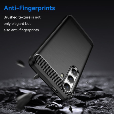 Противоударный чехол Brushed Texture Carbon Fiber на Samsung Galaxy S24 5G - черный