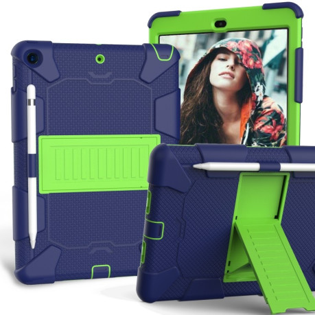 Протиударний чохол Two-Color Silicone Protection з тримачем для стілусу на iPad 9/8/7 10.2 (2019/2020/2021) - синьо-зелений