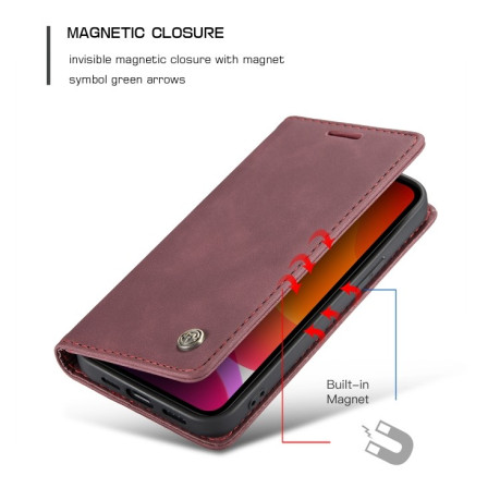 Кожаный чехол CaseMe-013 Multifunctional на iPhone 12 Mini - винно-красный