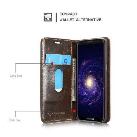 Кожаный чехол-книжка CaseMe-003 Business Style Crazy на Samsung Galaxy S8/G950 - коричневый