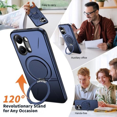 Чохол Metal Rotation Holder MagSafe TPU Hybrid PC з металевим поворотним тримачем і MagSafe на Xiaomi Redmi Turbo 5 Max 5G / Poco X8 Pro Max 5G — темно-синій