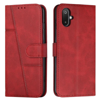 Чехол-книжка со строчкой и фактурой Calf на Samsung Galaxy M06 5G - красный