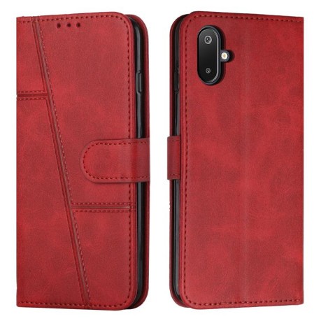 Чехол-книжка Stitching Calf Texture для Samsung Galaxy M06 5G - красный