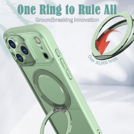 Чехол kalebol с MagSafe и подставкой 360 Metal Ring Holder на iPhone 17 Pro - зеленый