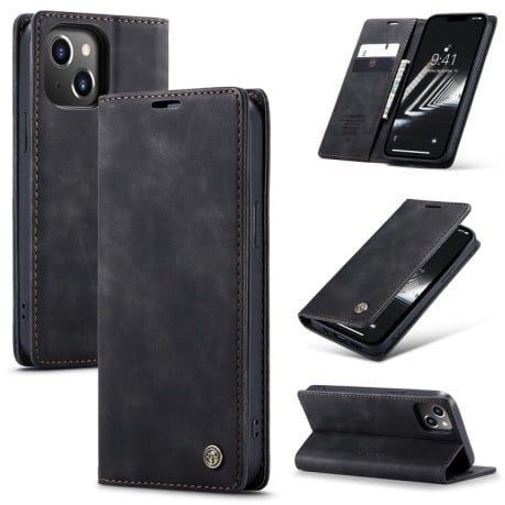 Кожаный чехол CaseMe-013 Multifunctional на iPhone 15 Plus - черный