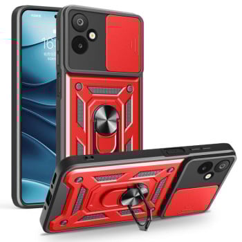 Противоударный чехол Sliding Camshield для Samsung Galaxy M06 5G / F06 5G - красный