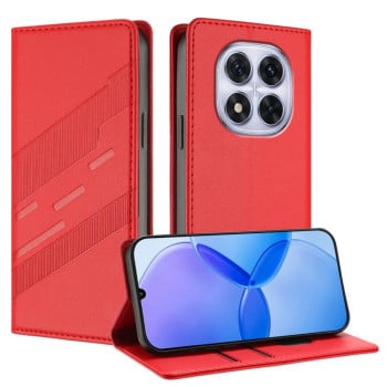 Чехол-книжка Embossed Multi-functional Wallet Retro Leather на Redmi Note 14 Pro 4G - красный