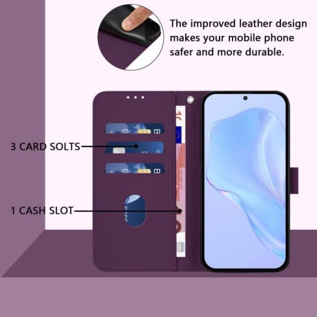 Чехол-книжка с мягким покрытием (Skin Feel) со шнурком на Xiaomi Redmi Note 15 4G / 5G /Poco M8 164mm — фиолетовый