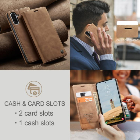 Чехол-книжка CaseMe-013 Multifunctional на Samsung Galaxy A56 - коричневый
