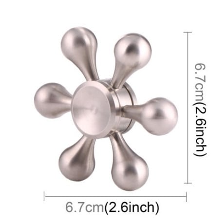 Металевий Спіннер 5 хвилин обертання Fidget Spinner Premium Six Leaves Drops Silver