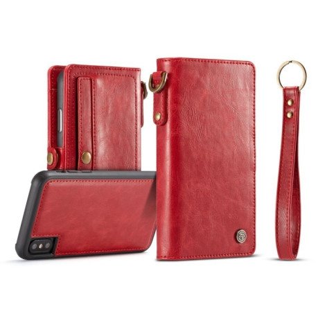 Кожаный чехол- книжка CaseMe на iPhone X/Xs Separable Crazy Horse Texture красный