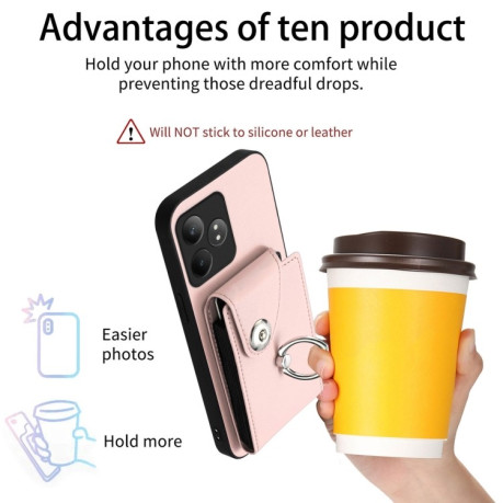 Противоударный чехол Organ Card Bag Ring Holde для Realme GT Neo6 / GT 6T 5G - розовый