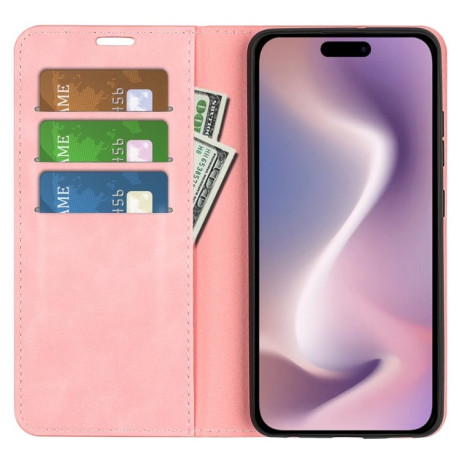 Чохол-книжка Retro Skin Feel Business Magnetic на iPhone 16 – рожевий