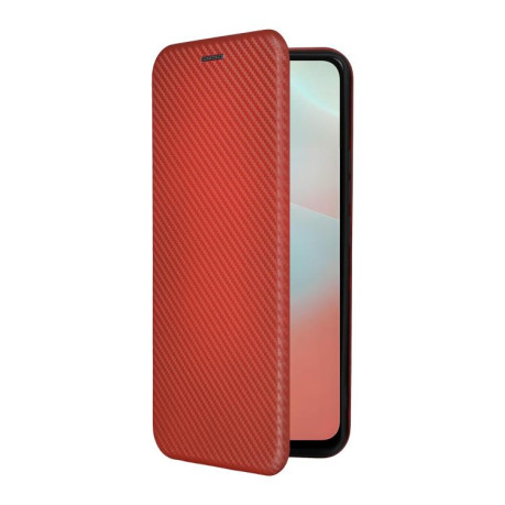 Чехол-книжка Carbon Fiber Texture на Samsung Galaxy M16 5G / F16 5G - коричневый